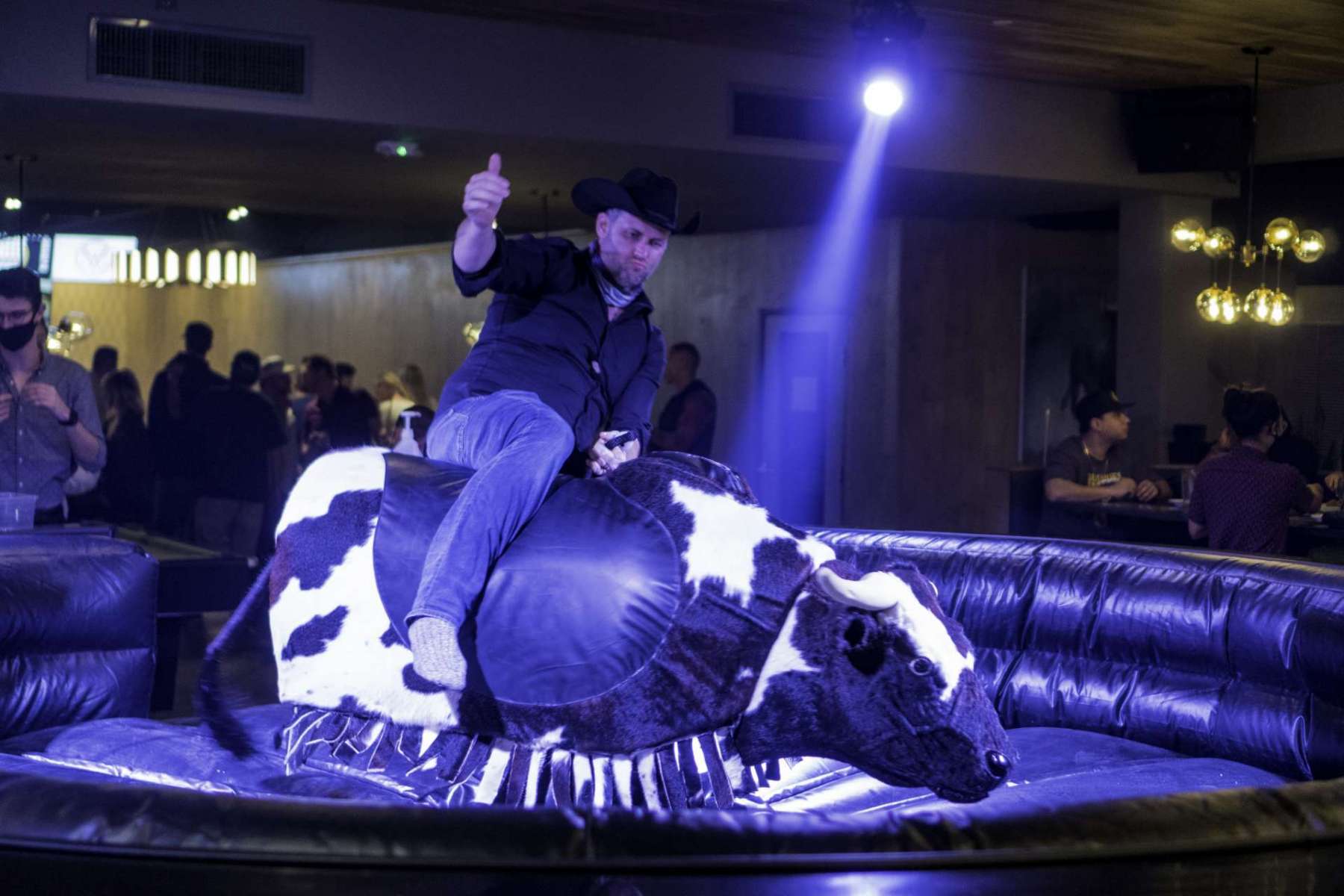 Can we interest you in video of Fredbird riding a mechanical bull?