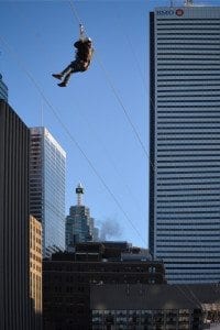 Ziplining in Millennium Park