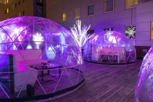 the godfrey rooftop igloo lounges