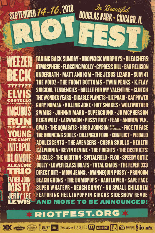 Riot Fest 2018: First Wave of Lineup Announced | UrbanMatter