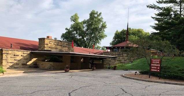 Tours of Taliesin start and end at the Frank Lloyd Wright Visitors Center