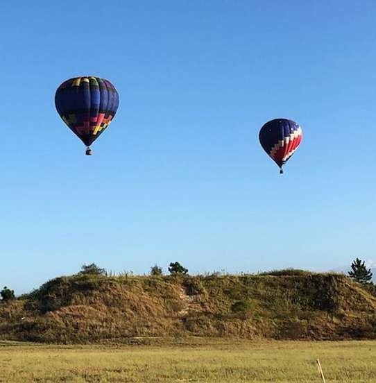 Hot air balloons floated by the Omni Orlando Resort and landed nearby.