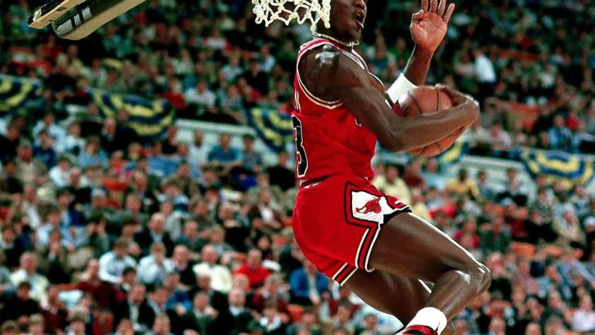 Chicago Bulls championships post featured image of Jordan dunking.