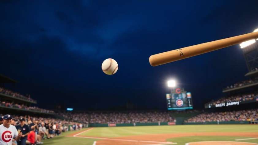 Baseball bat hitting the ball