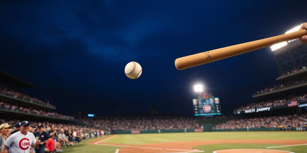 Baseball bat hitting the ball