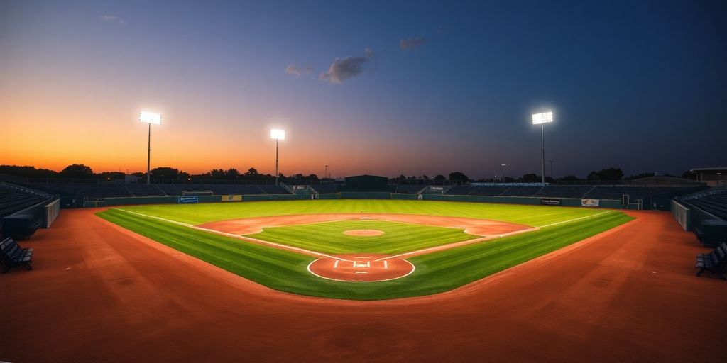 Baseball field at sunset. Royals Vs Cubs