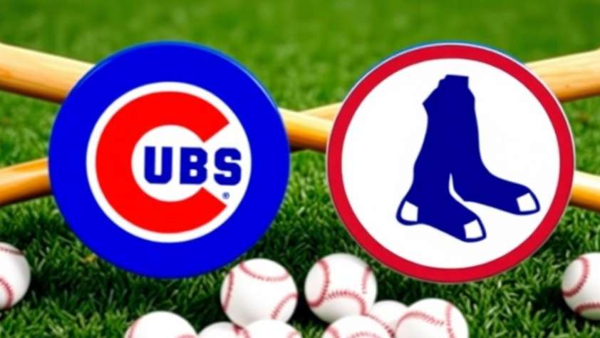 Chicago Cubs and Red Sox Logos with baseball bats
