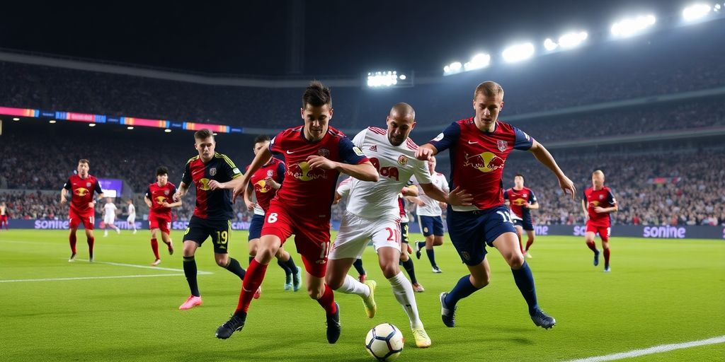 Chicago fire fc vs ny red bulls players on the field playing
