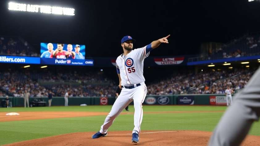 Cubs pitcher throwing fastball