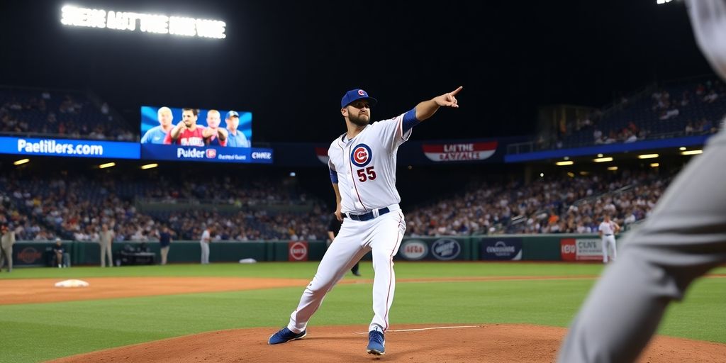 Cubs pitcher throwing fastball
