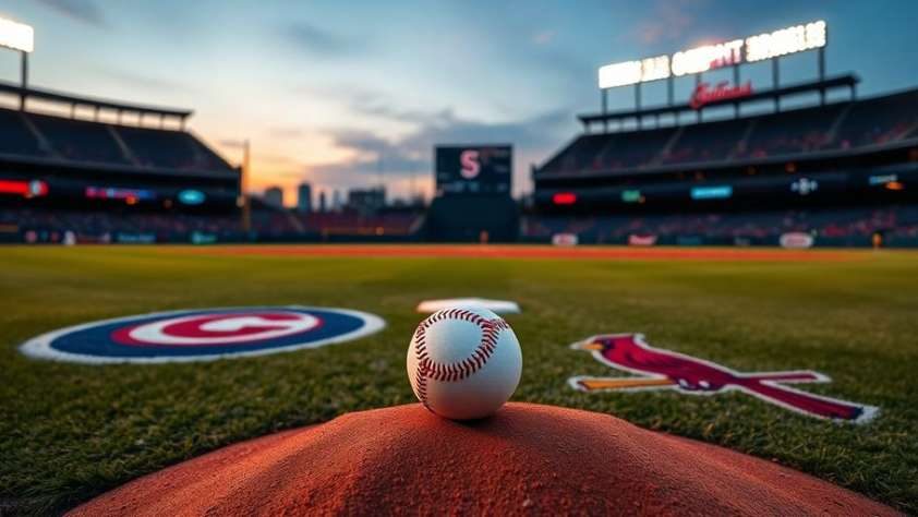 Cubs vs Cardinals Baseball Field with logos