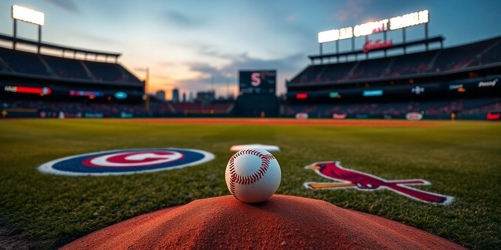 Cubs vs Cardinals Baseball Field with logos
