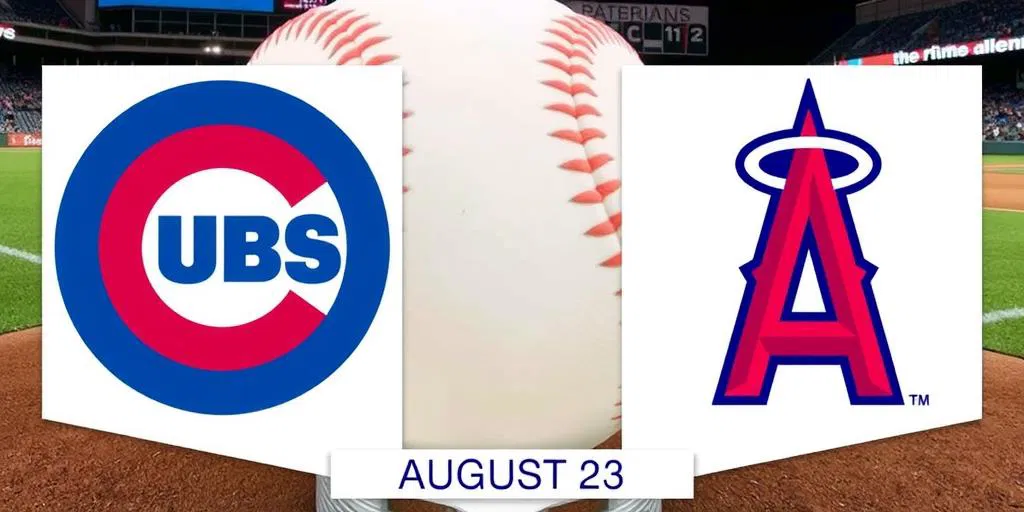 Cubs vs. Angels Baseball Logos Date August 23