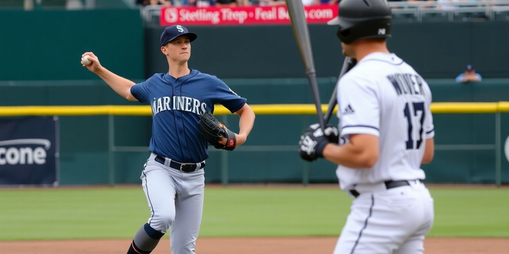 Mariners Pitcher throws to white sox batter