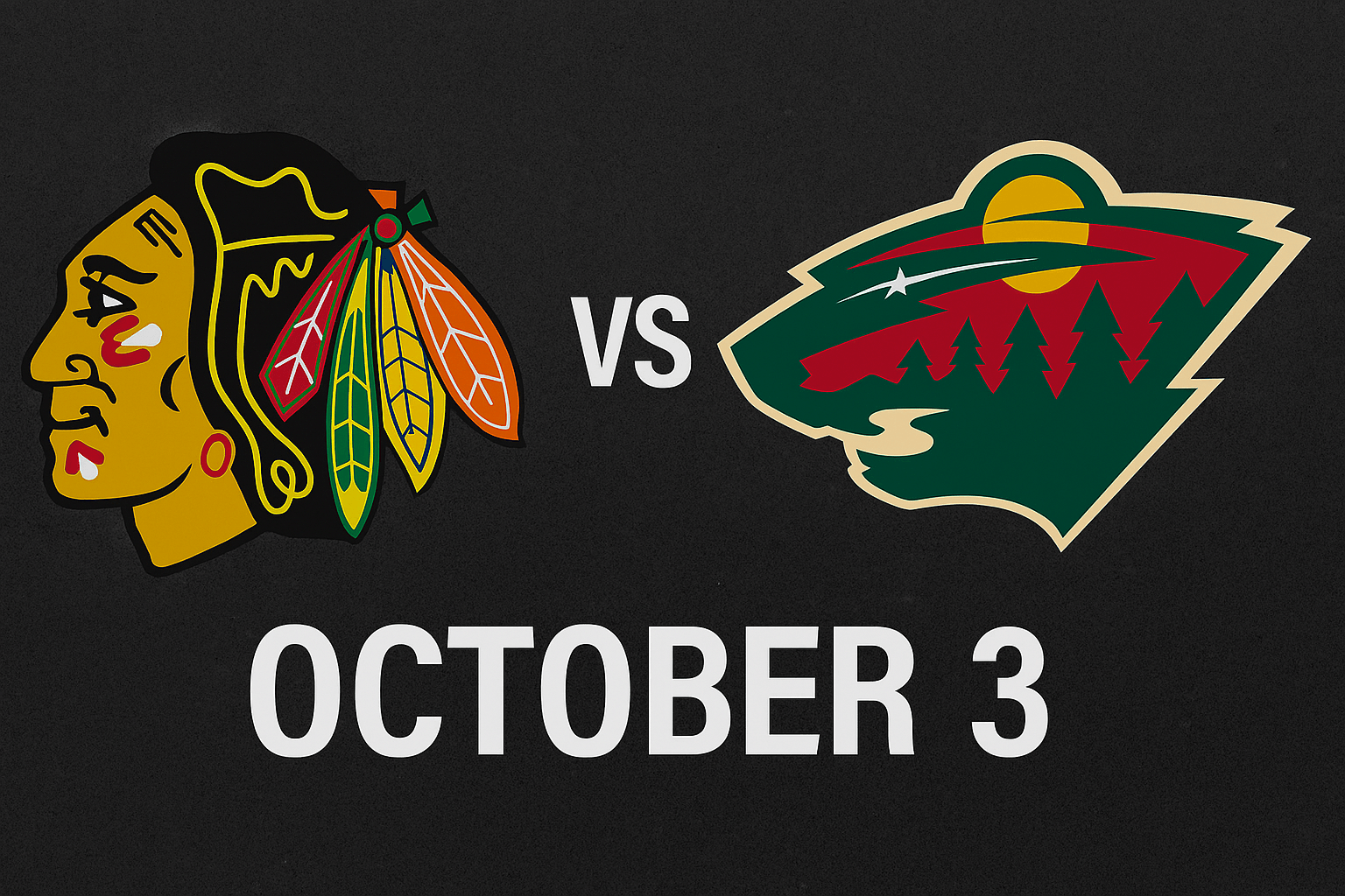 Blackhawks vs Minnesota Wilds NHL Game October 3
