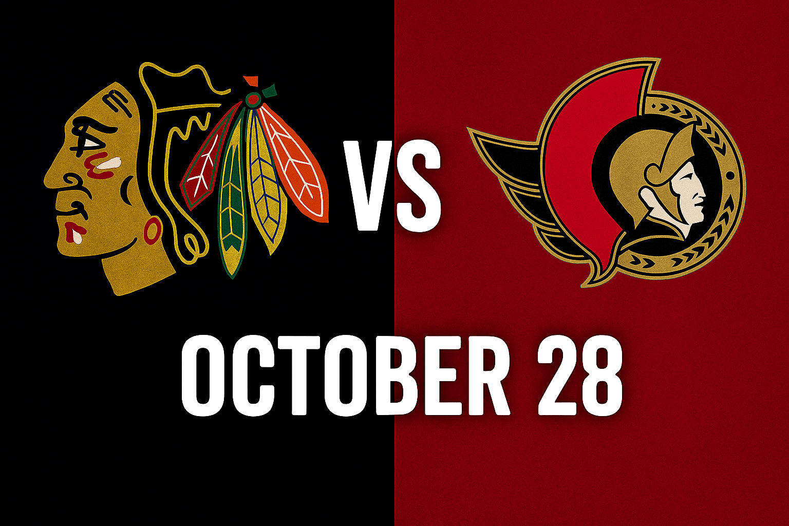 NHL game Blackhawks vs. Ottowa October 28