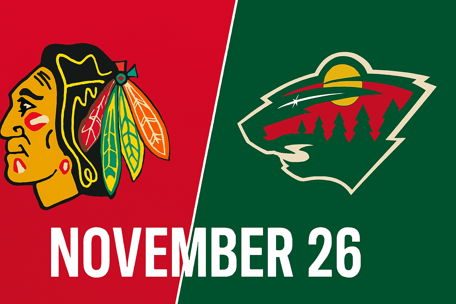 Blackhawks vs Minnesota Wilds November 26