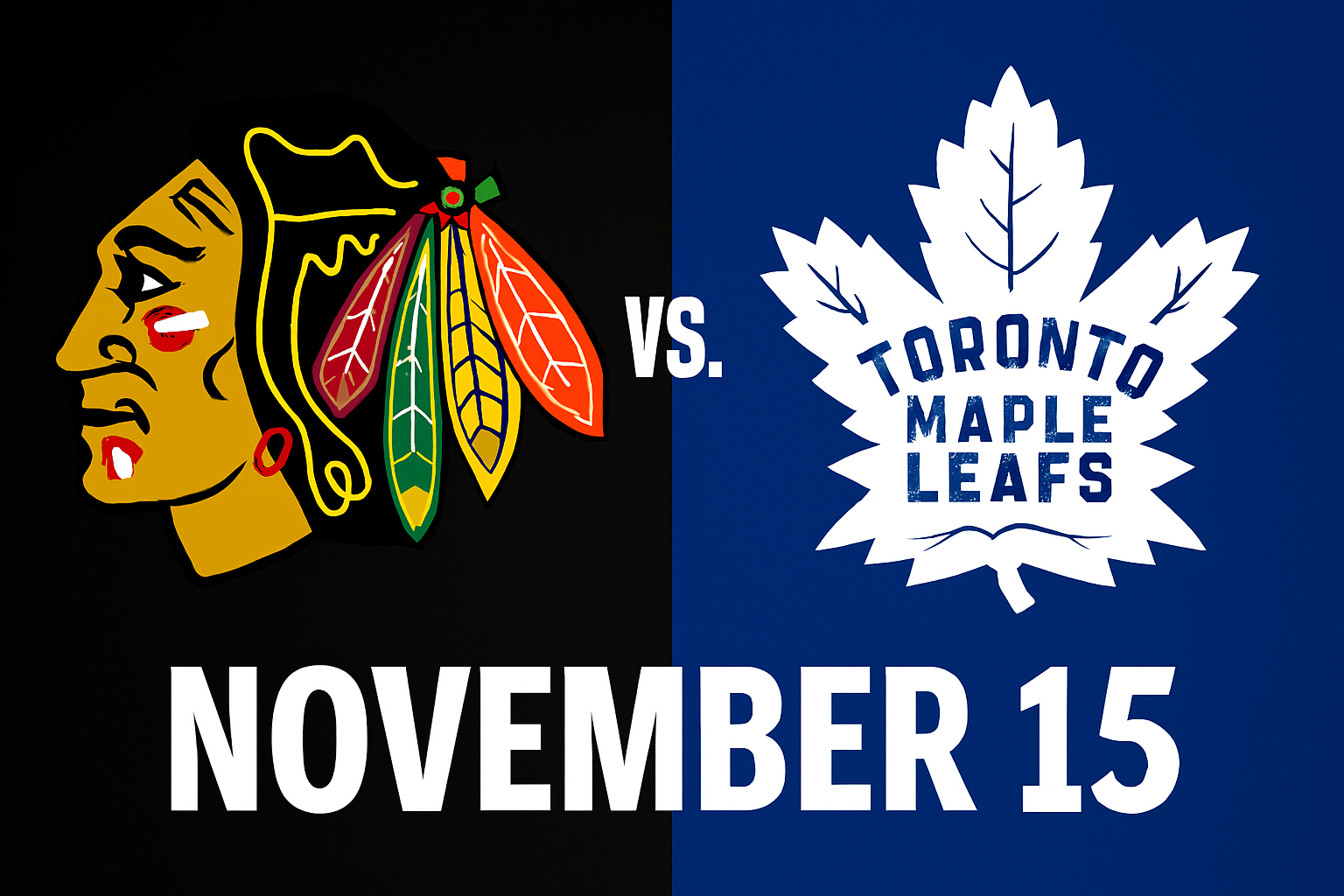 Blackhawks vs Toronto Maple Leafs November 15