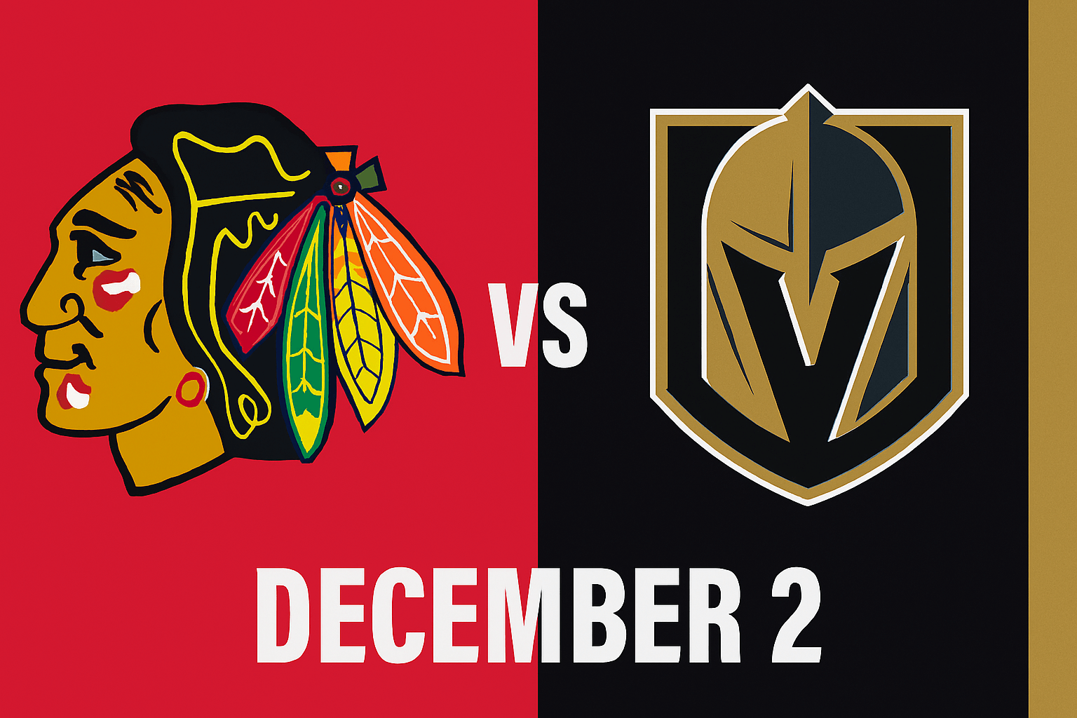 Blackhawks vs Golden Knights December 2