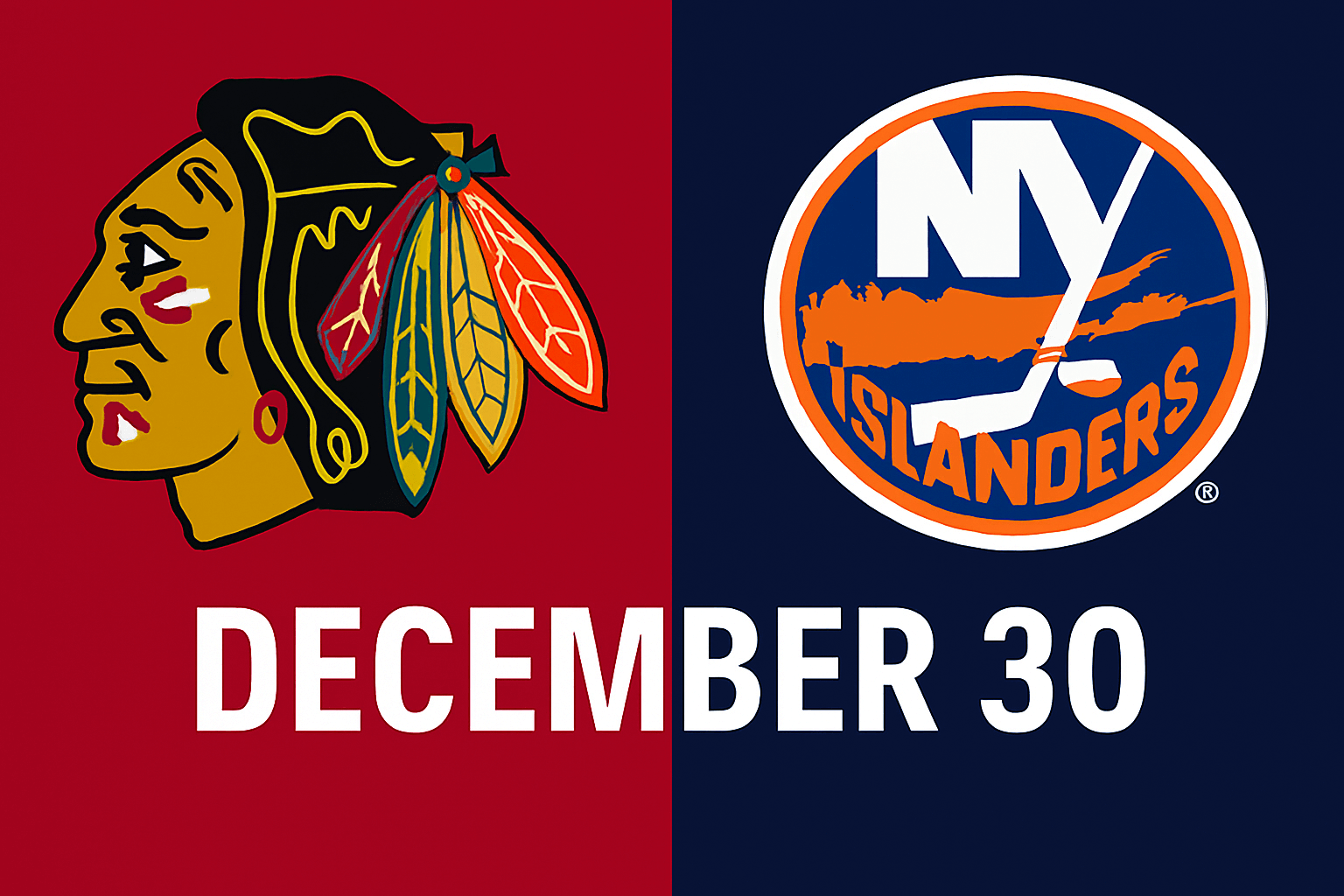Blackhawks vs New York Islanders December 30