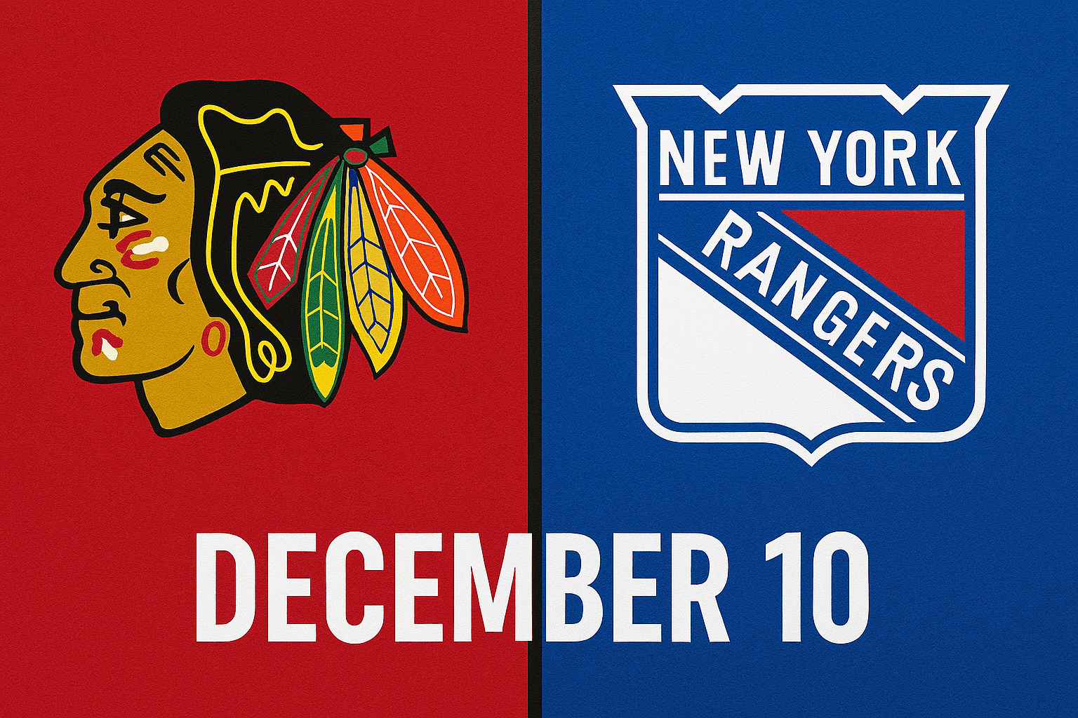 Blackhawks vs Rangers December 10