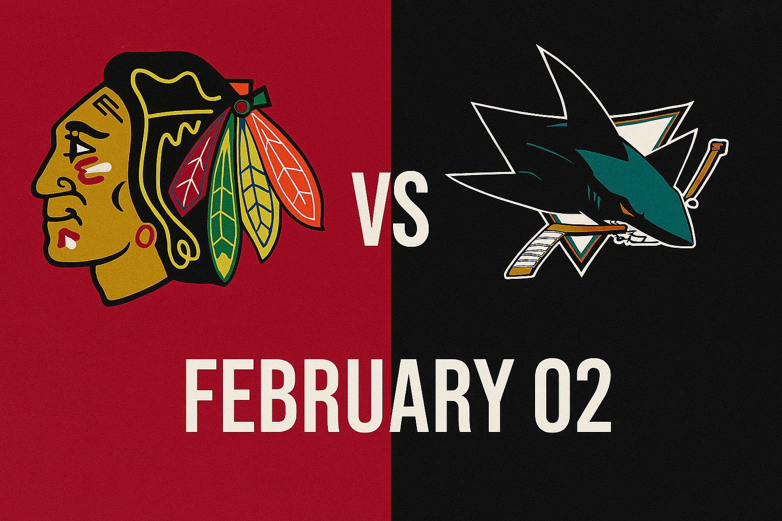 Blackhawks vs San Jose Sharks February 2