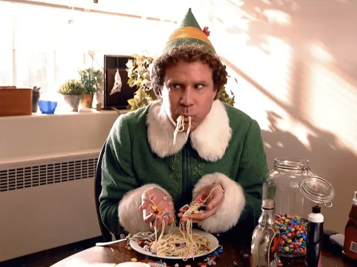 Will Ferrell in Elf, one of his best movie roles.