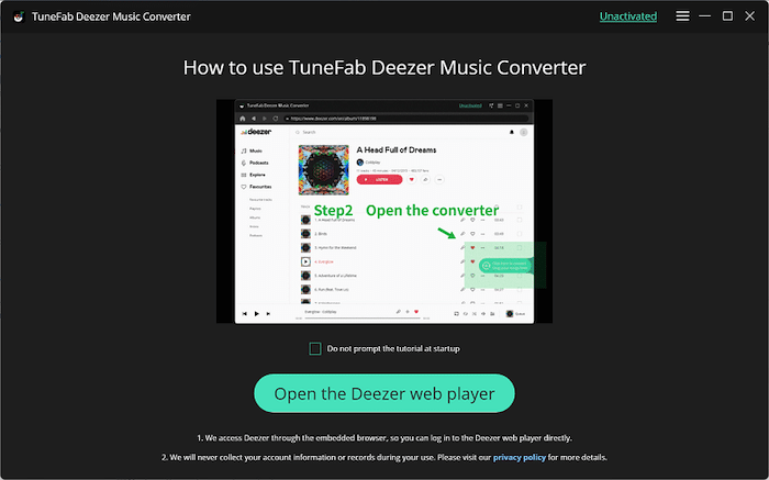 Welcome Page TuneFab Deezer