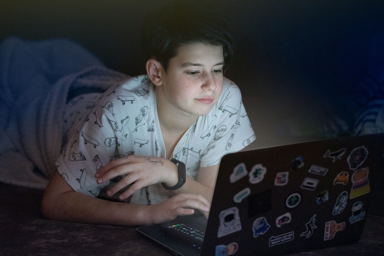 Teen on laptop