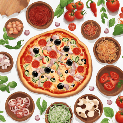 Pizza with toppings