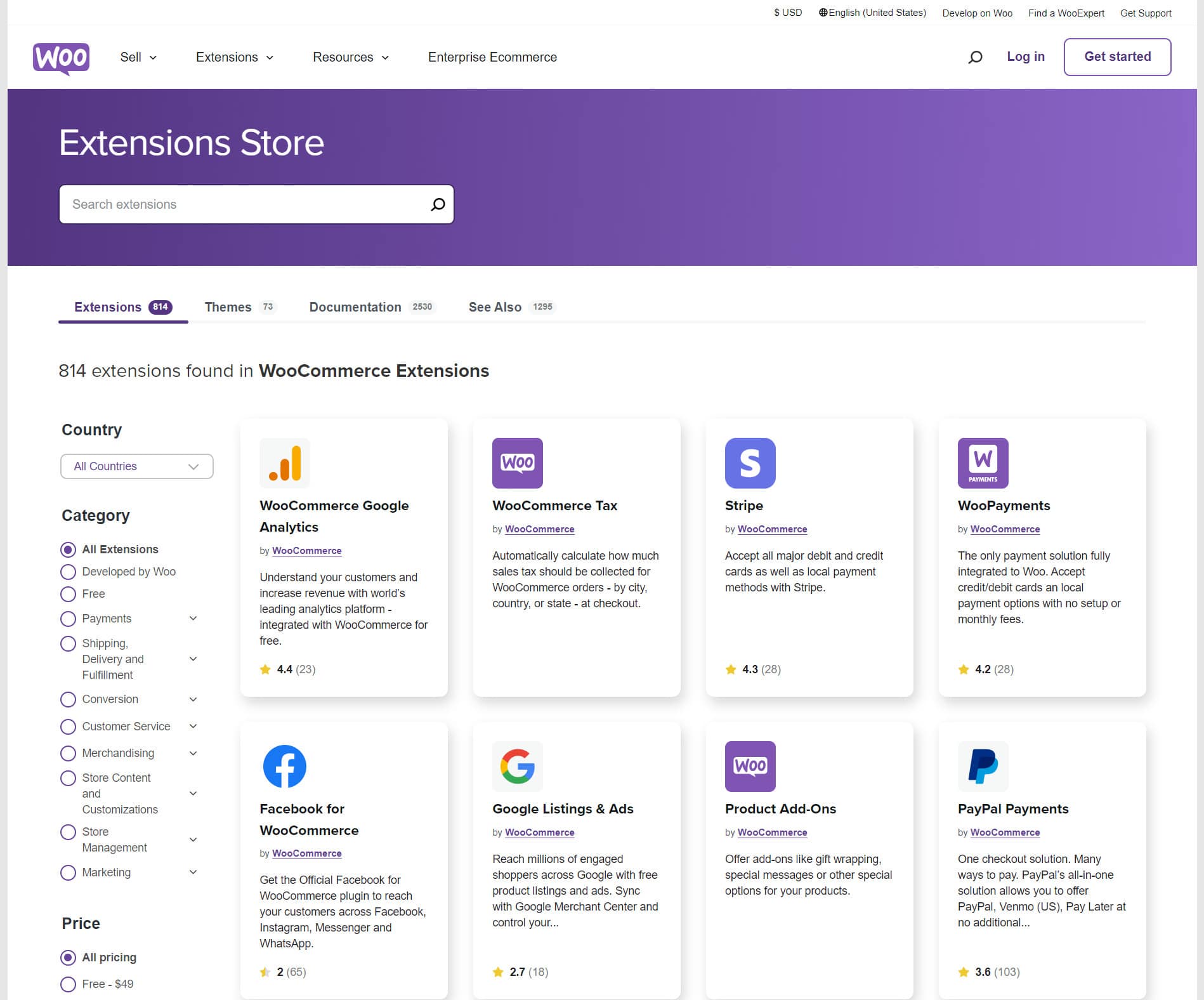 The WooCommerce extension store