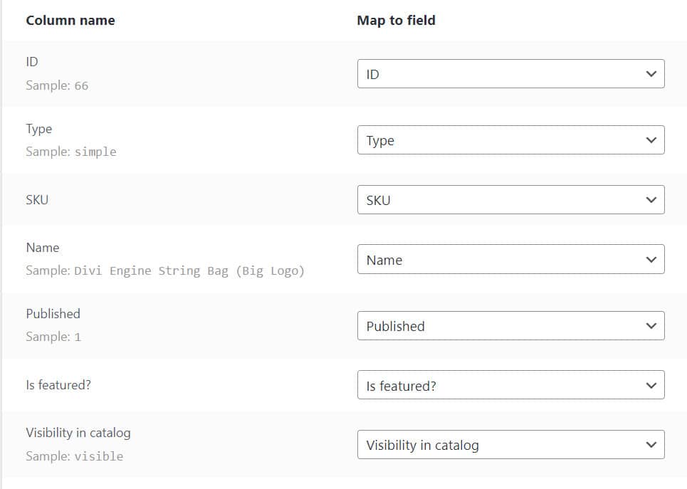 data mapping woocommerce