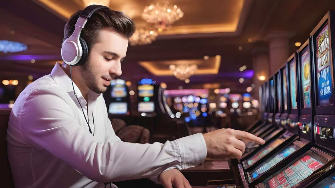 man-listening-to-music-while-playing-online-slots