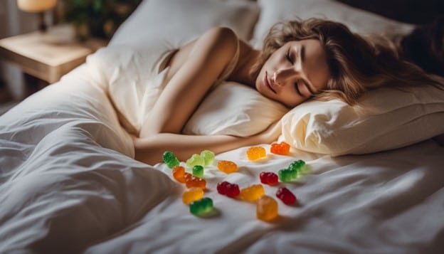 women with cbd gummies in bed sleeping