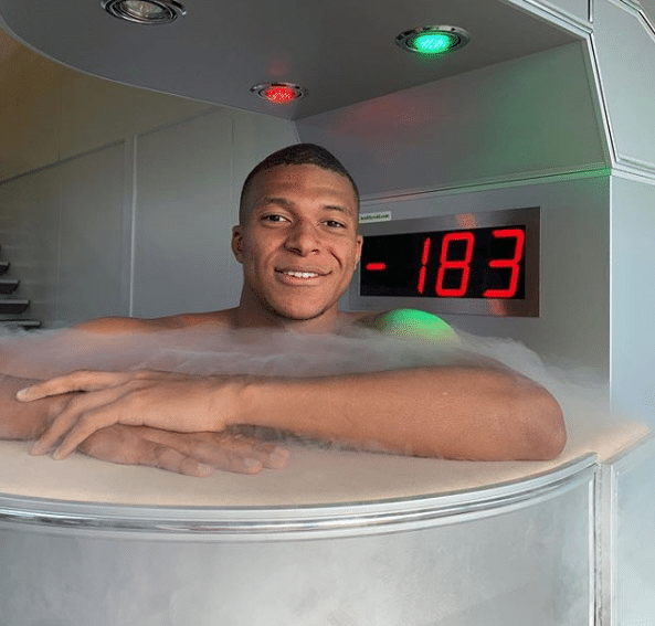 mbappe doing cryotherapy