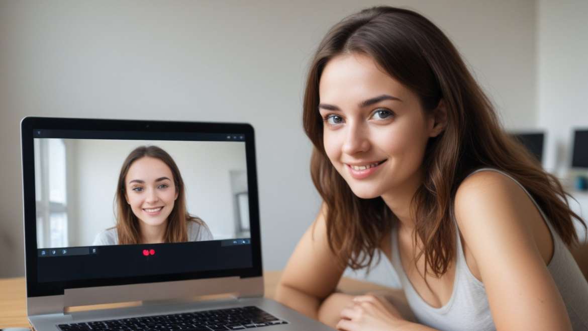 woman in front of a webcam