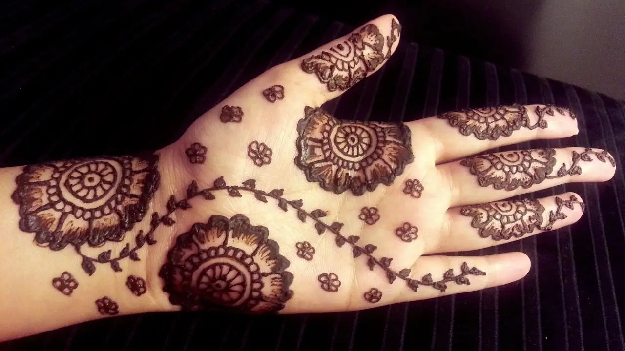 Front Hand Simple Flower Mehndi Designs