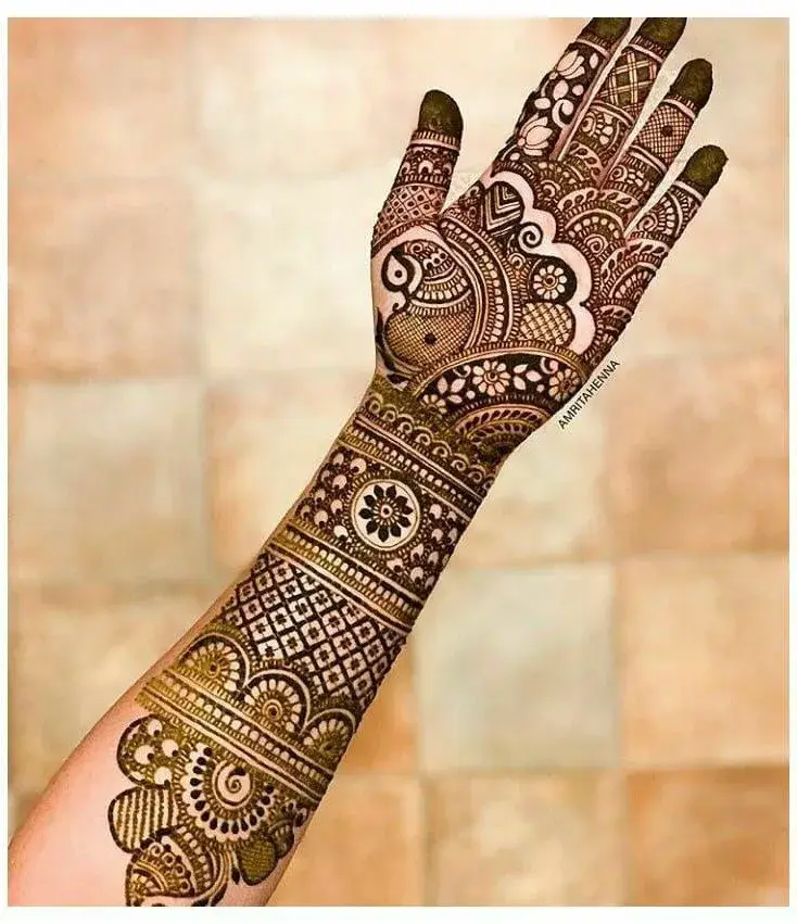 Front Hand Long Mehndi Design