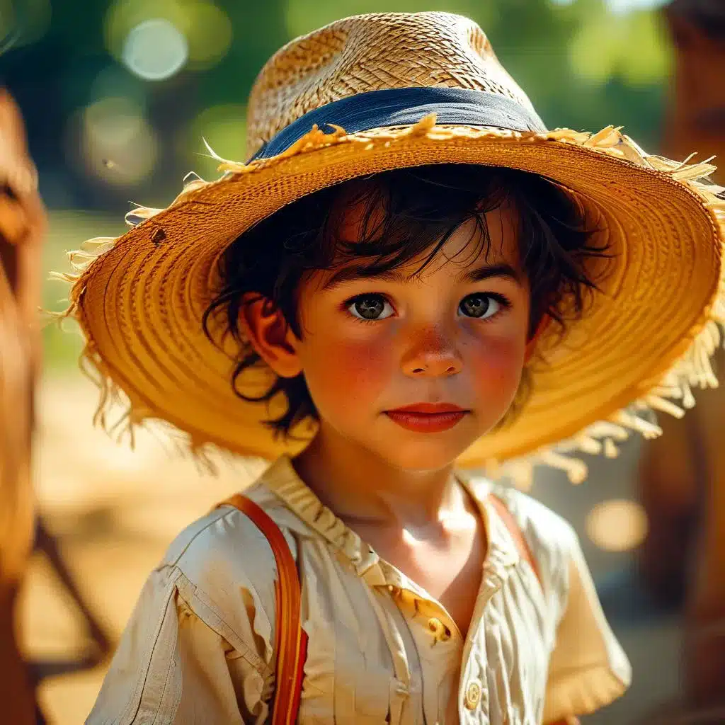 Kid Wearing a Straw Hat