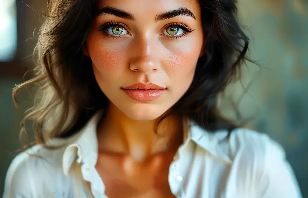 Beautiful woman looking directly at you