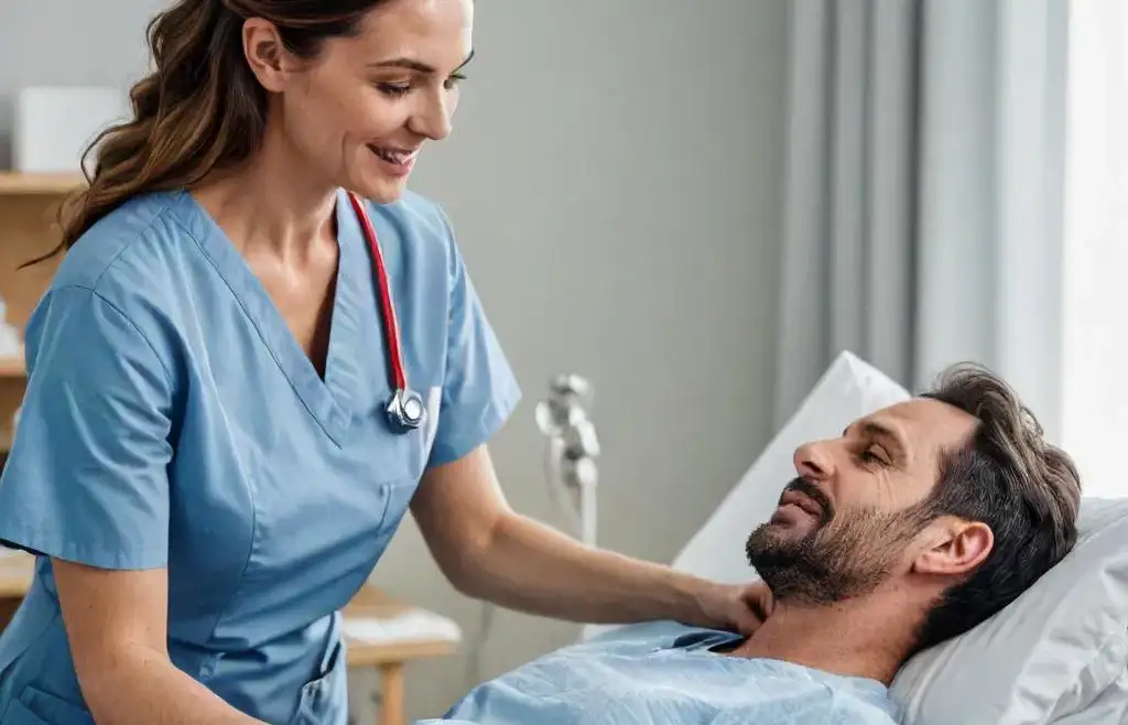 Nurse caring for patient