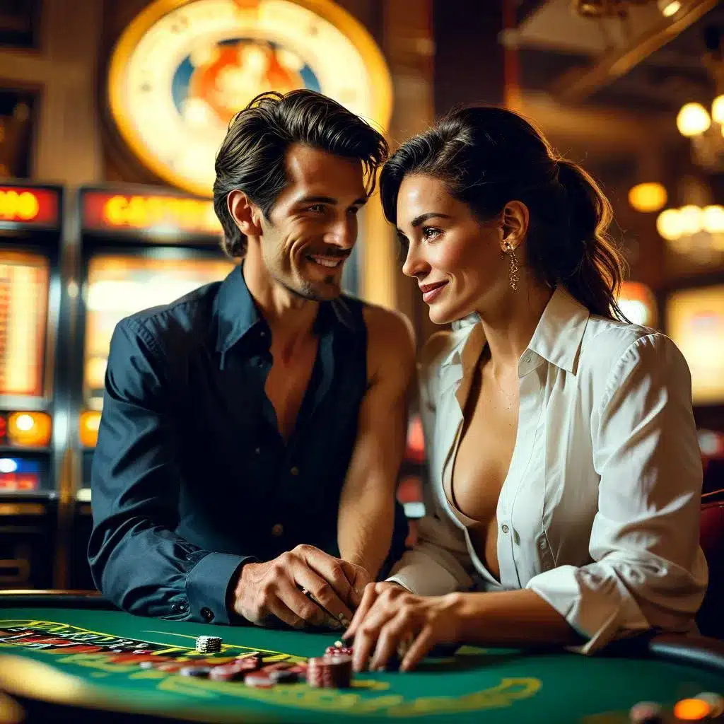 couple playing in a casino