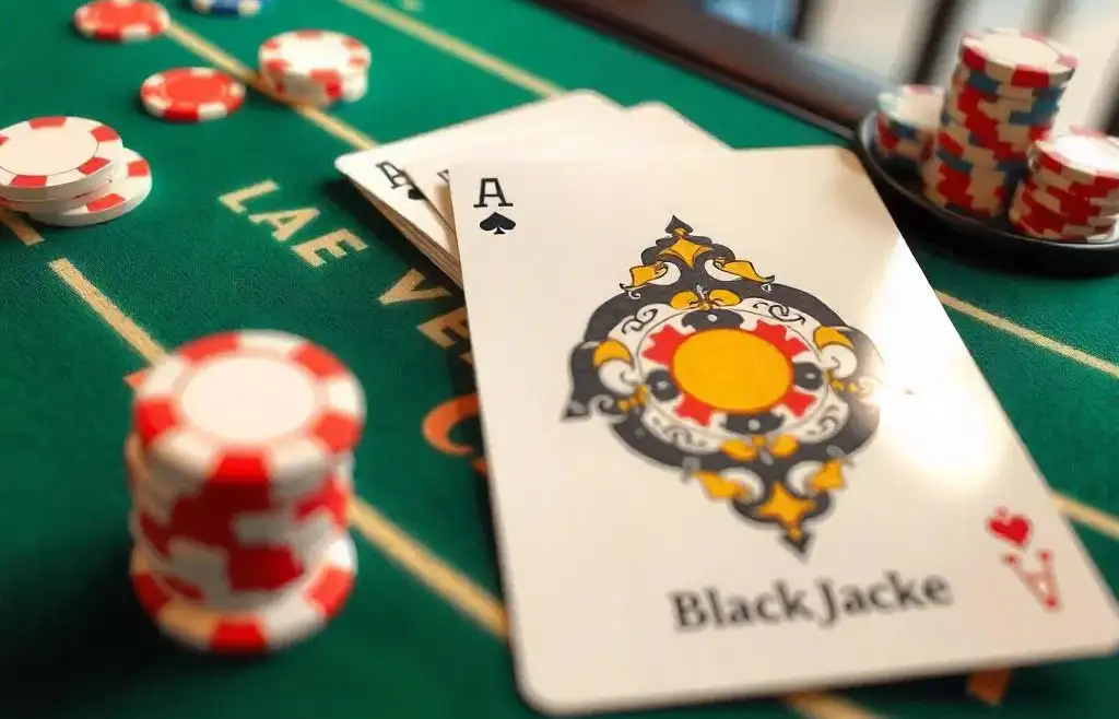 blackjack card on table