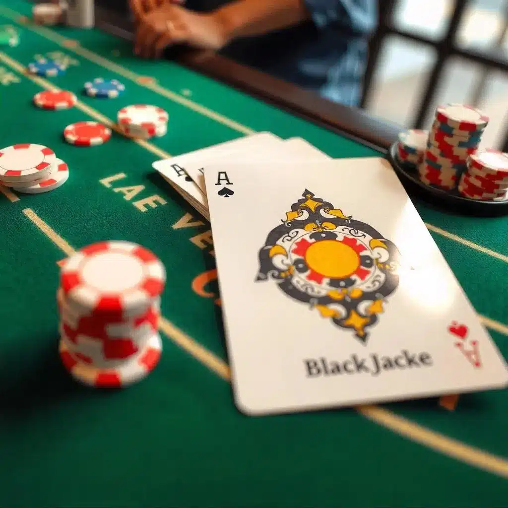 blackjack card on table