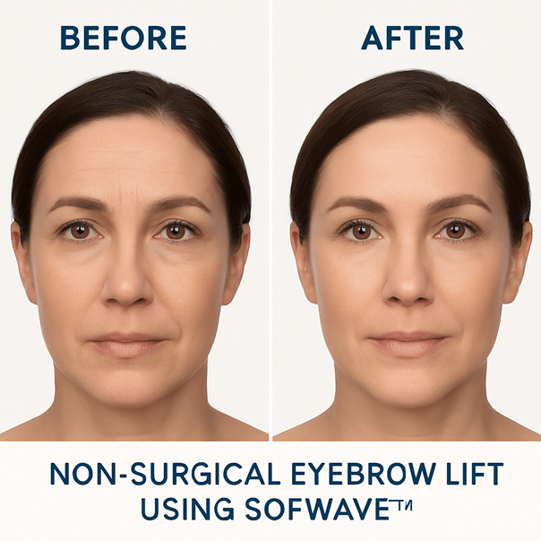 Before and after eyebrow lift