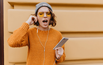 Woman listening to music