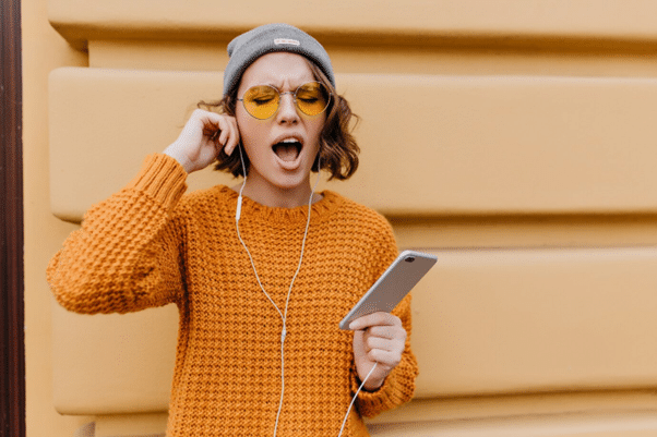 Woman listening to music