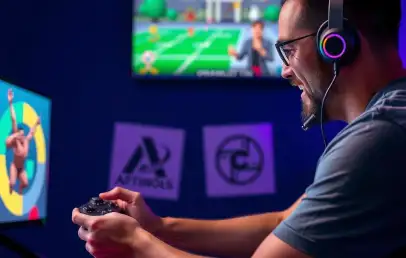 adult playing video game