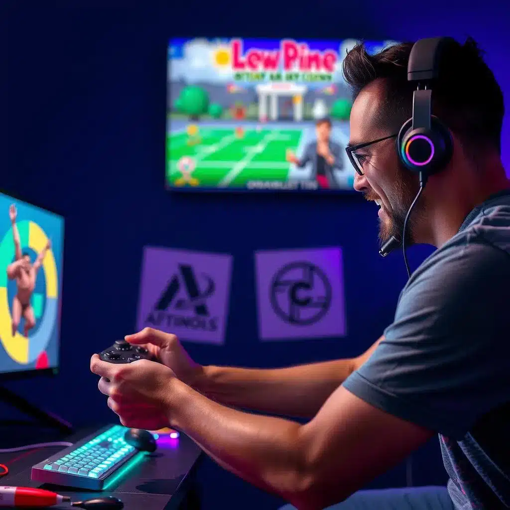 adult playing video game