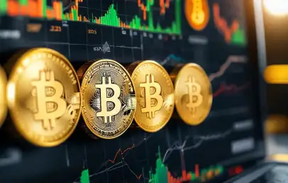 crypto coins on a trading chart